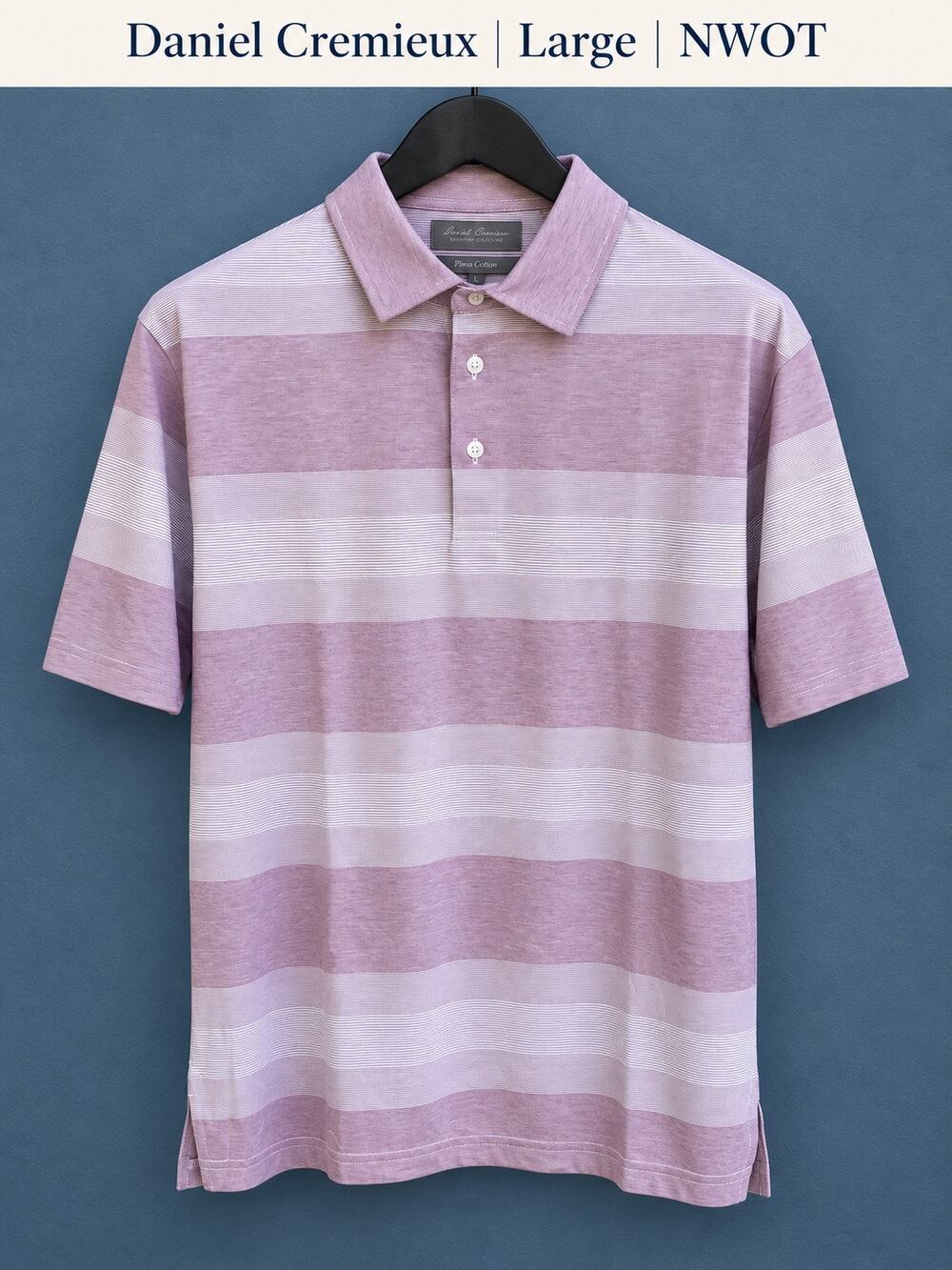 Daniel Cremieux Men’s Large Pima Cotton Striped Polo NWOT